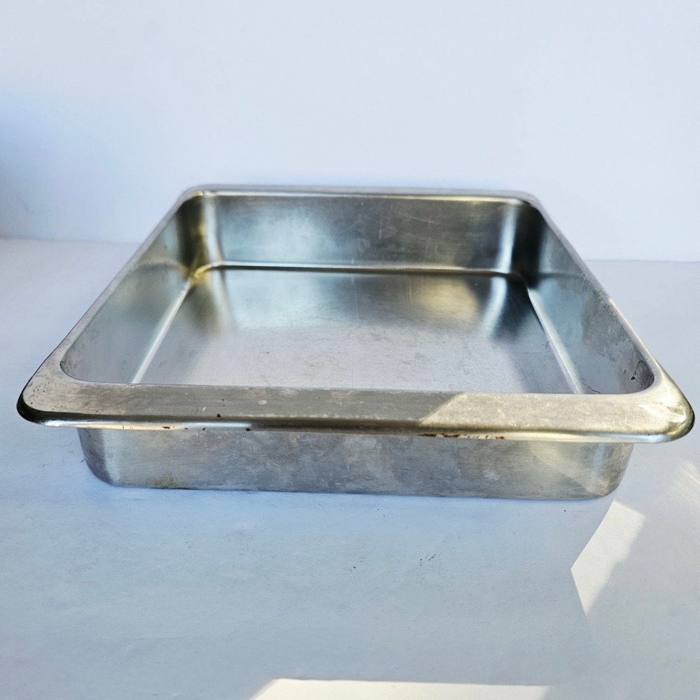 Vintage Revere Ware 1801 Stainless Steel 8x8x2 Square Cake Pan 2518 USA Bakeware - Picture 3 of 6